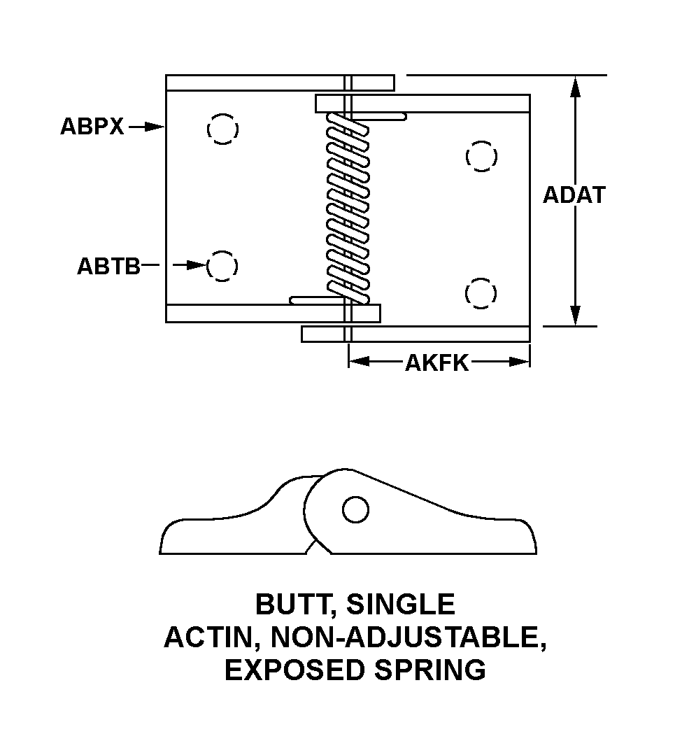 BUTT, SINGLE ACTION, NON-ADJUSTABLE, EXPOSED SPRING style nsn 5340-01-355-6402