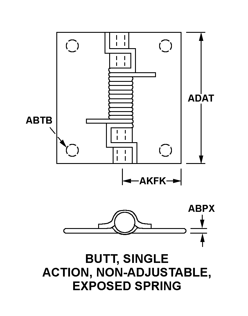 BUTT, SINGLE ACTION, NON-ADJUSTABLE, EXPOSED SPRING style nsn 5340-01-355-6402
