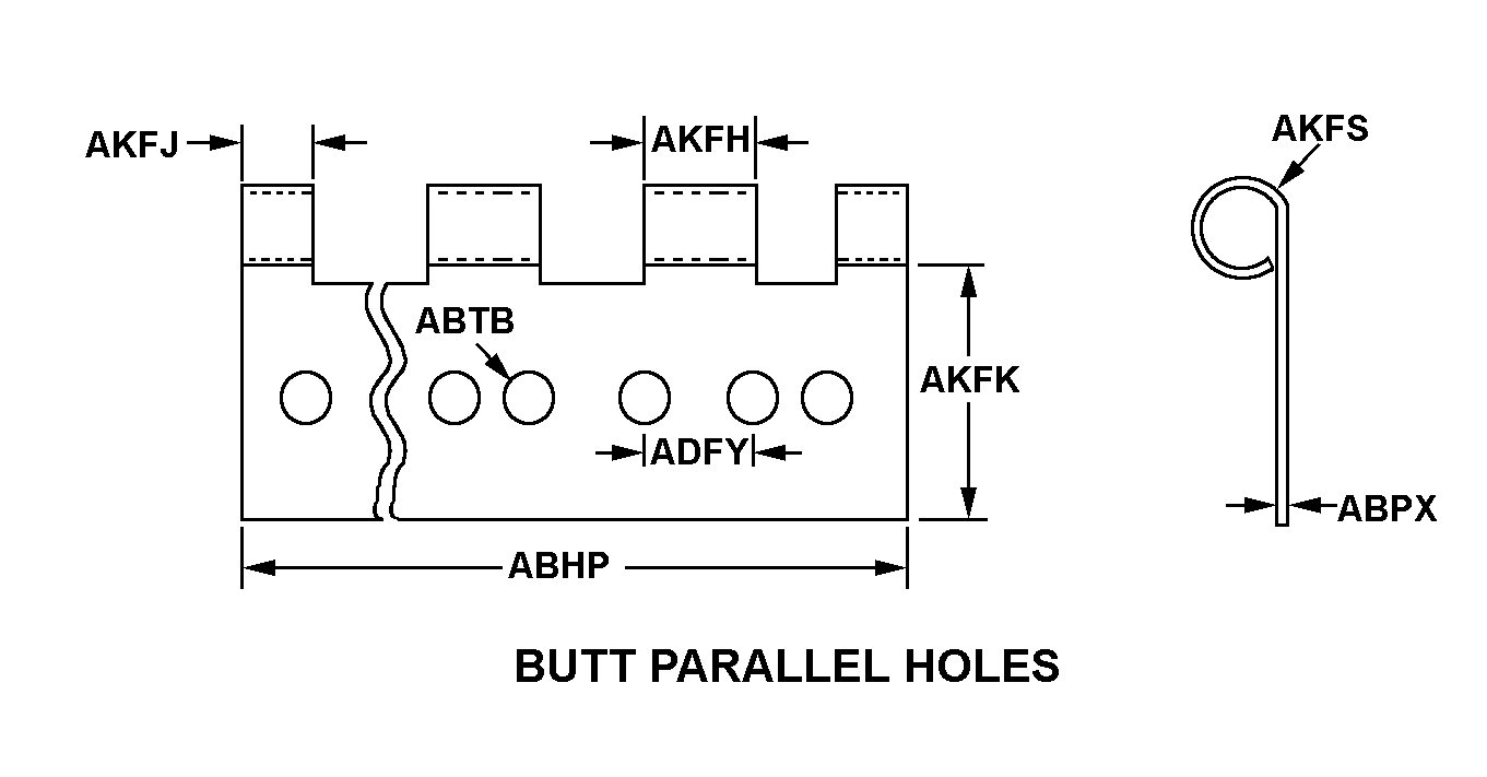 BUTT PARALLEL HOLES style nsn 5340-01-034-6227
