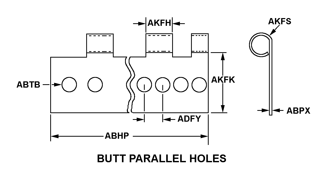 BUTT PARALLEL HOLES style nsn 5340-00-556-7069