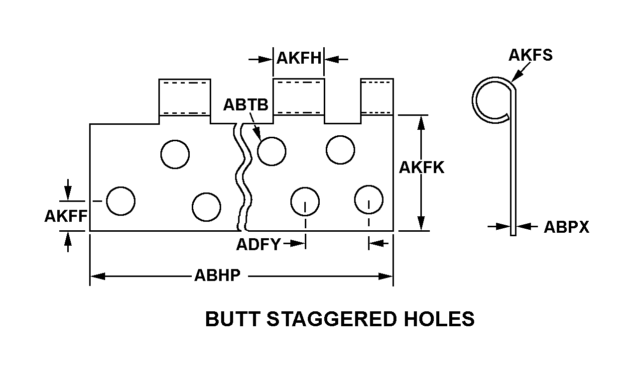 BUTT STAGGERED HOLES style nsn 5340-01-132-0672