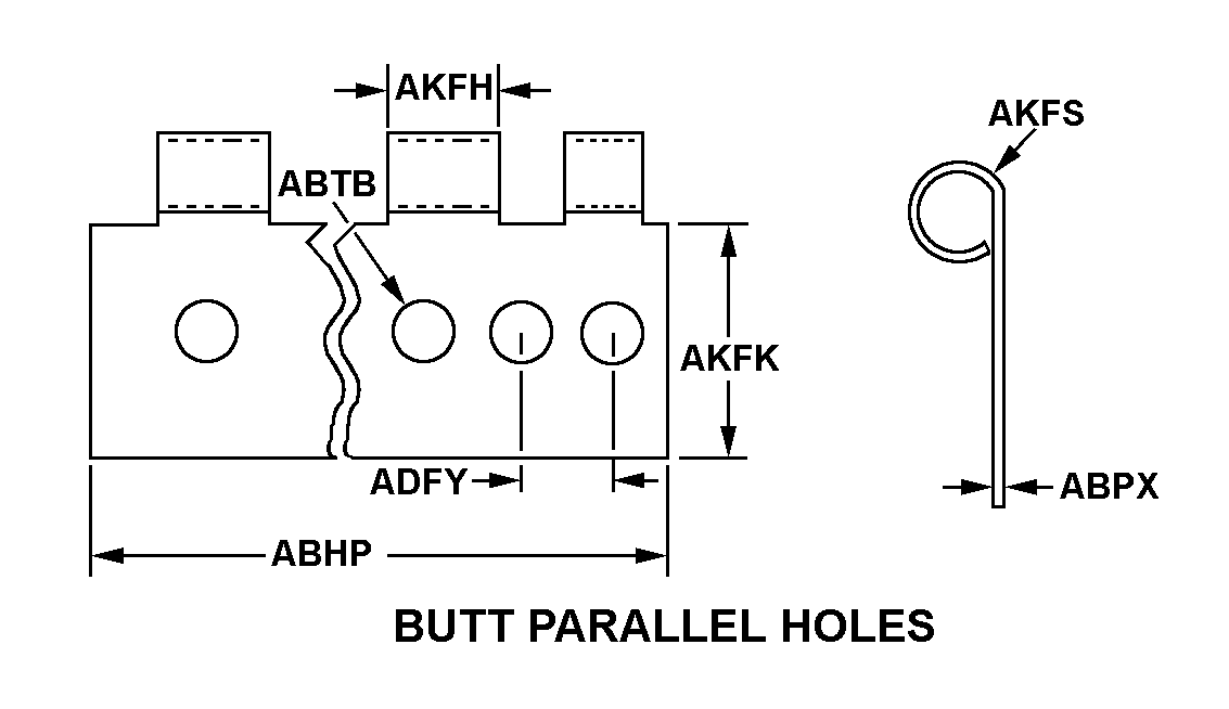 BUTT PARALLEL HOLES style nsn 5340-01-425-5400