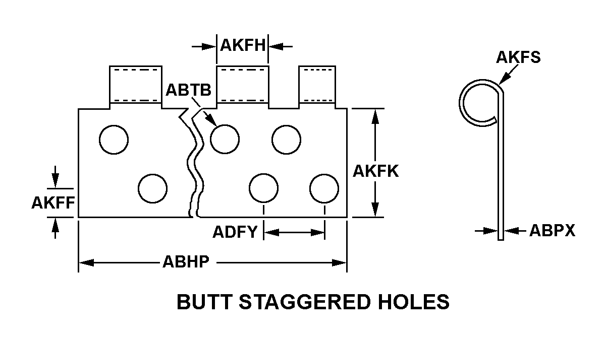 BUTT STAGGERED HOLES style nsn 5340-00-117-8261
