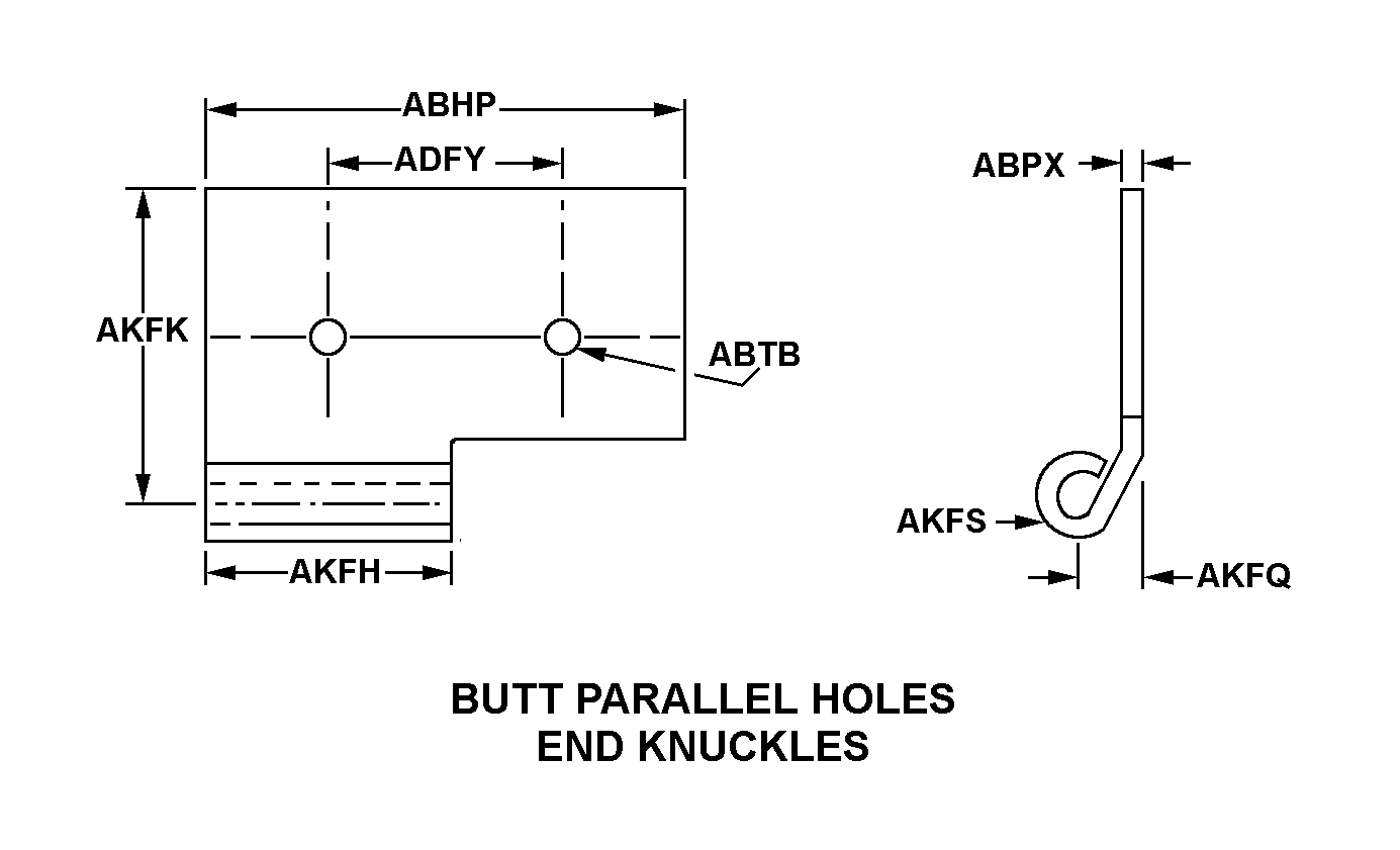 BUTT PARRALLEL HOLES END KNUCKLES style nsn 5340-01-169-0194