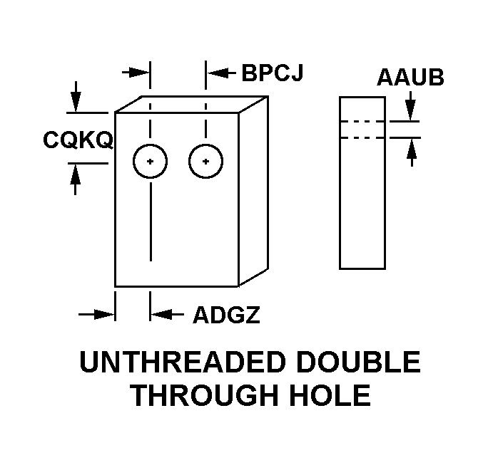 UNTHREADED DOUBLE THROUGH HOLE style nsn 5977-00-090-2764