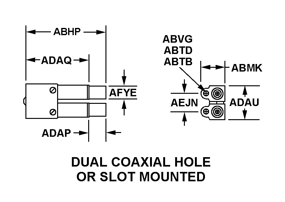 DUAL COAXIAL HOLE OR SLOT MOUNTED style nsn 5935-01-057-6733