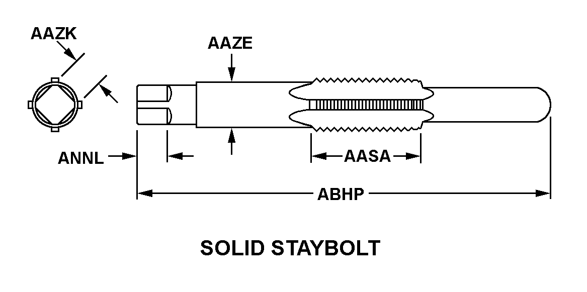 SOLID STAYBOLT style nsn 5136-00-049-7941