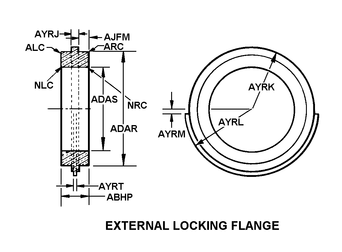 EXTERNAL LOCKING FLANGE style nsn 4320-00-604-1991