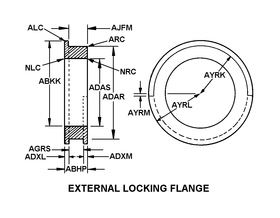 EXTERNAL LOCKING FLANGE style nsn 4320-00-604-1991