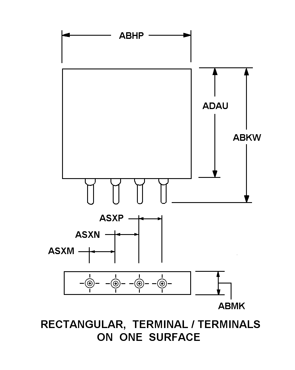 RECTANGULAR, TERMINAL/TERMINALS ON ONE SURFACE style nsn 5985-01-274-6609