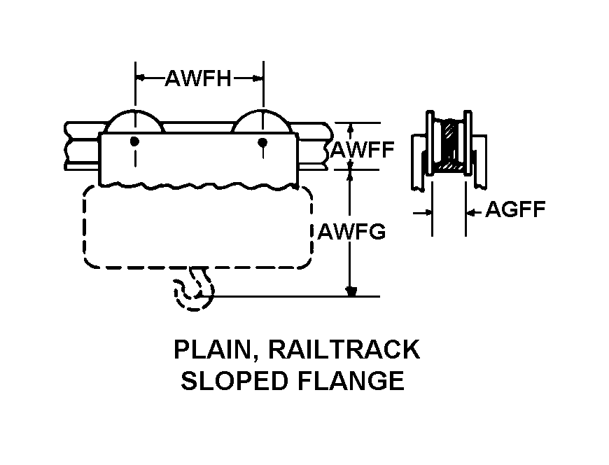 PLAIN, RAILTRACK SLOPED FLANGE style nsn 3950-01-297-4714