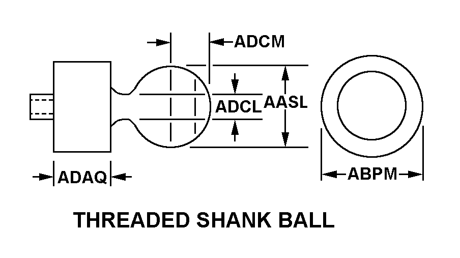 THREADED SHANK BALL style nsn 5307-00-073-2090
