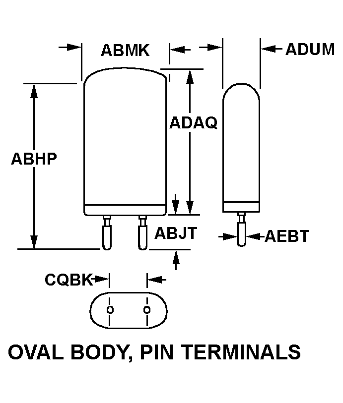 OVAL BODY, PIN TERMINALS style nsn 5955-00-061-1397