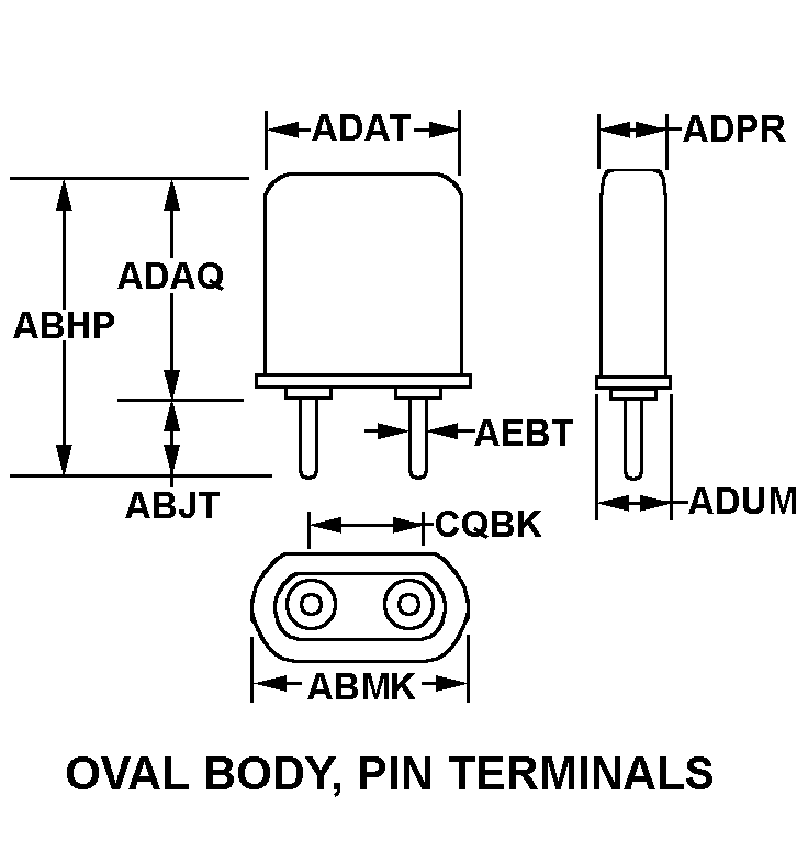 OVAL BODY, PIN TERMINALS style nsn 5955-01-261-7750