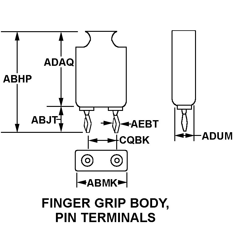 FINGER GRIP BODY, PIN TERMINALS style nsn 5955-00-128-9125