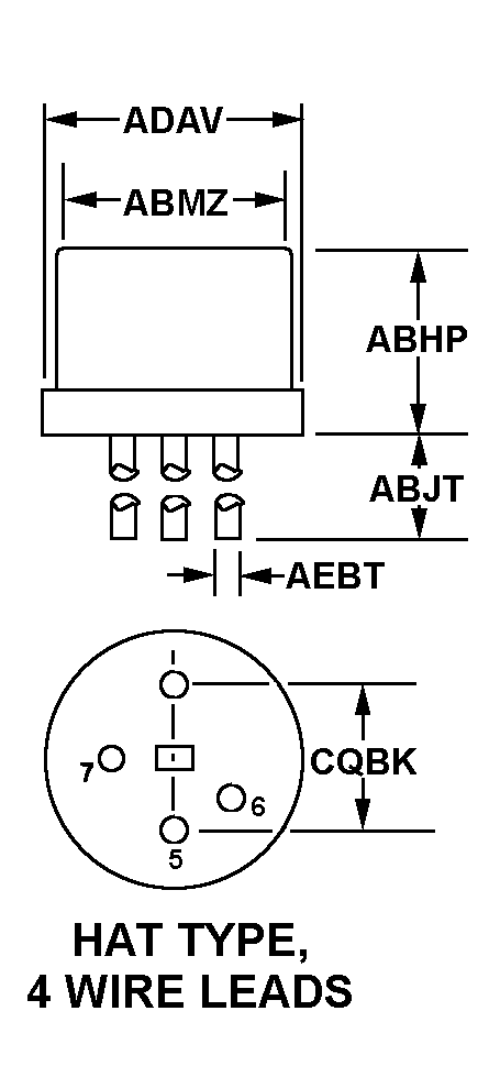 HAT TYPE, 4 WIRE LEADS style nsn 5955-01-297-8589