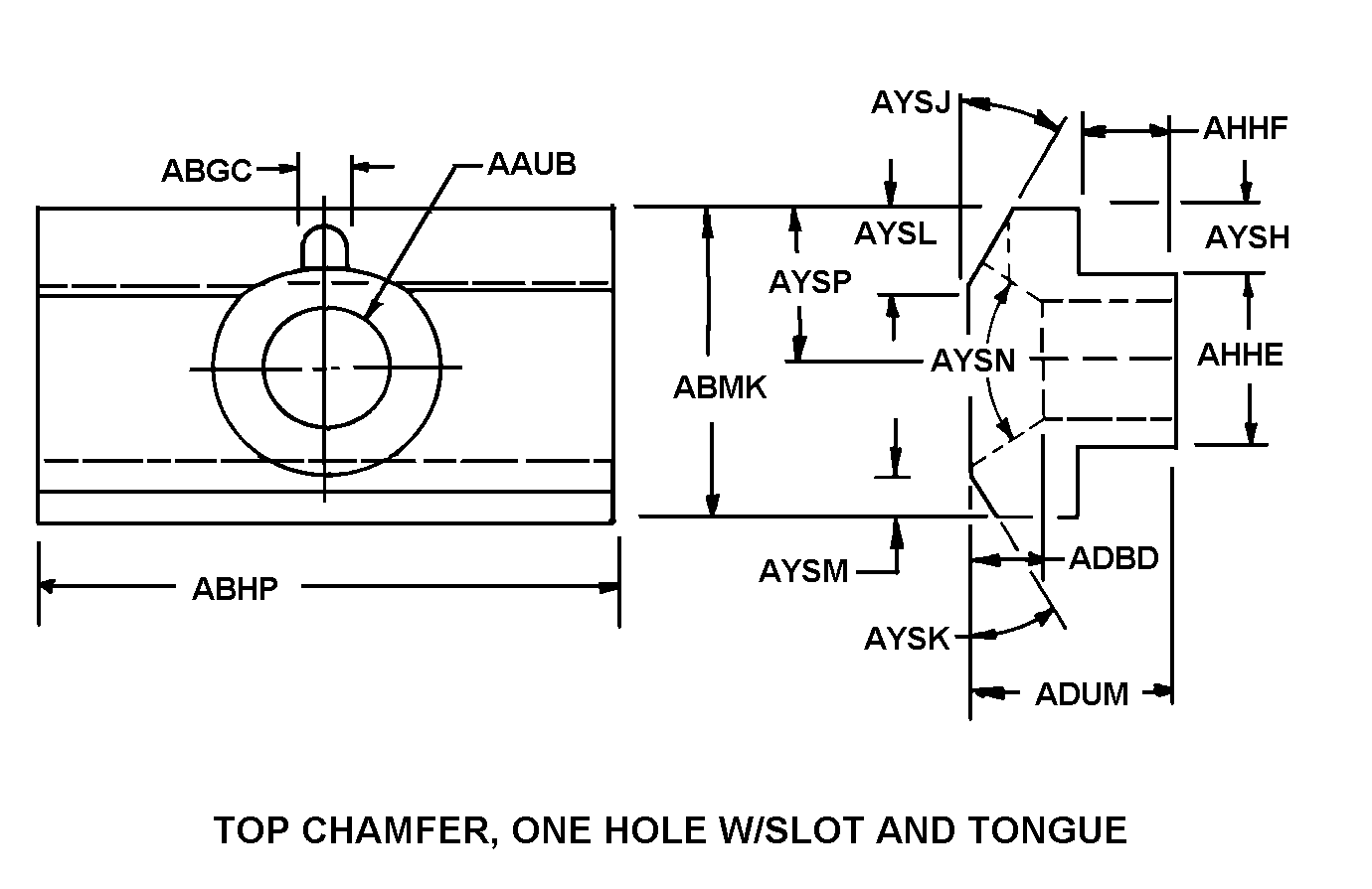 TOP CHAMFER, ONE HOLE AND TONGUE style nsn 2530-00-928-3519