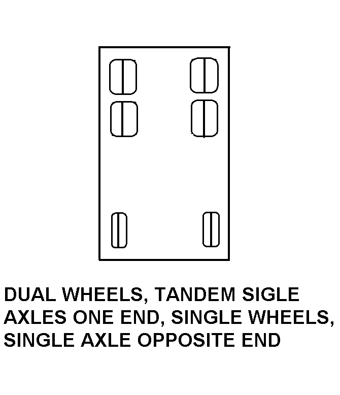 DUAL WHEELS, TANDEM SINGLE AXLES ONE END, SINGLE WHEELS, SINGLE AXLE OPPOSITE END style nsn 4210-00-640-1068