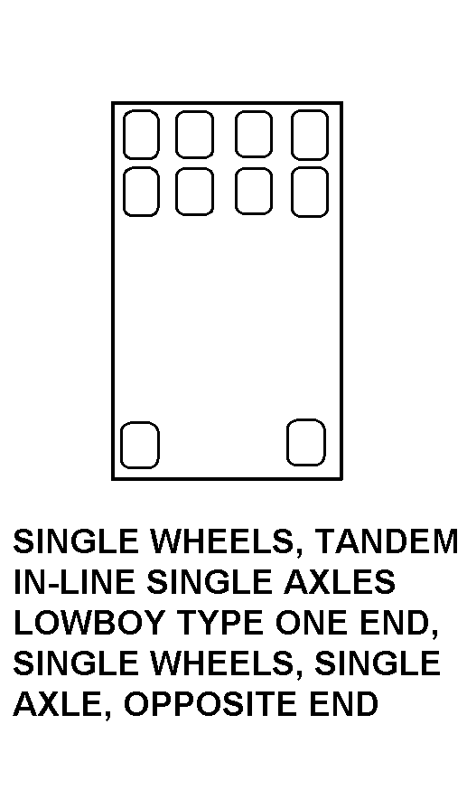 SINGLE WHEELS, TANDEM IN-LINE SINGLE AXLES LOWBOY TYPE ONE END, SINGLE WHEELS, SINGLE AXLE, OPPOSITE END style nsn 4210-01-388-9047