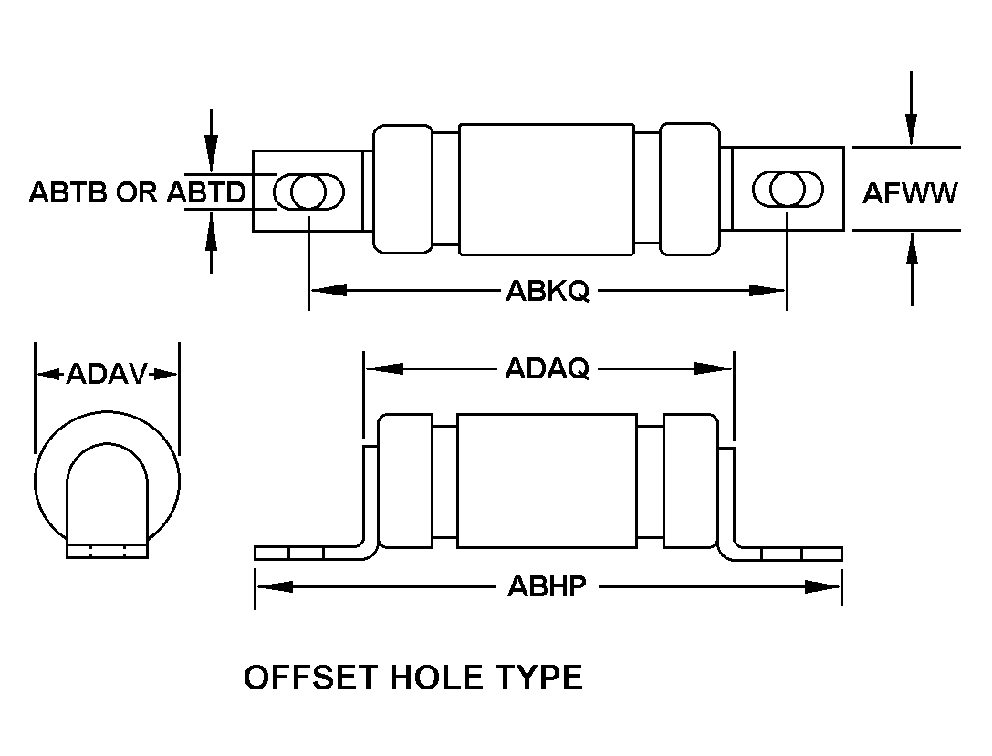 OFFSET HOLE TYPE style nsn 5920-00-068-6200