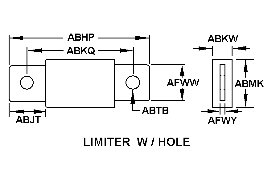 LIMITER W/HOLE style nsn 5920-01-539-3233