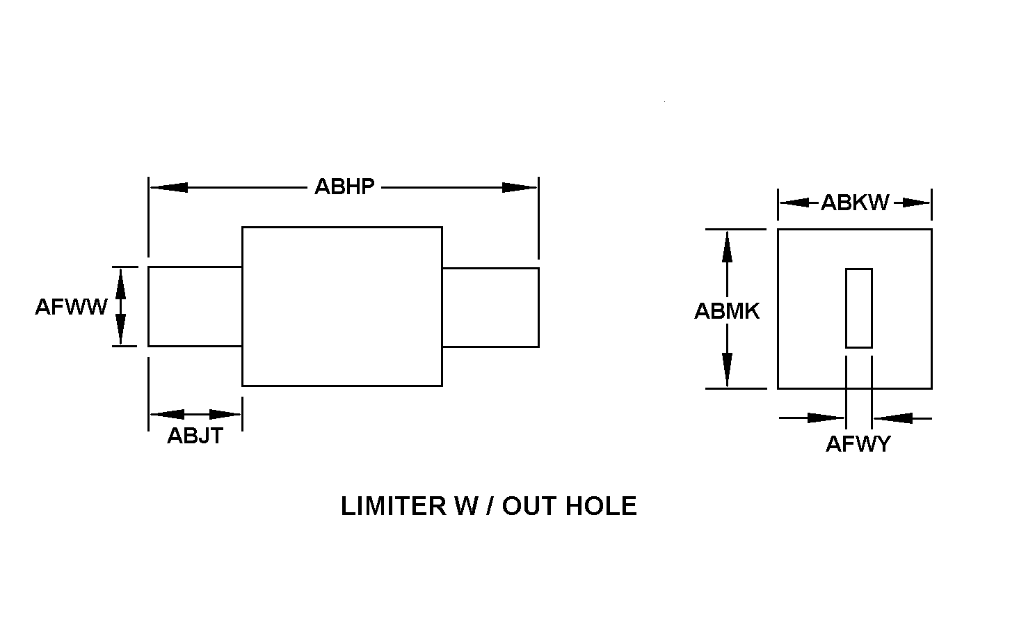 LIMITER W/OUT HOLE style nsn 5920-01-601-0770