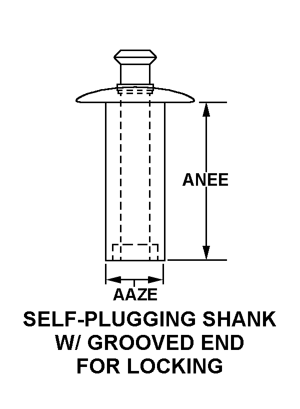 SELF-PLUGGING SHANK W/GROOVED END FOR LOCKING style nsn 5320-00-030-1798