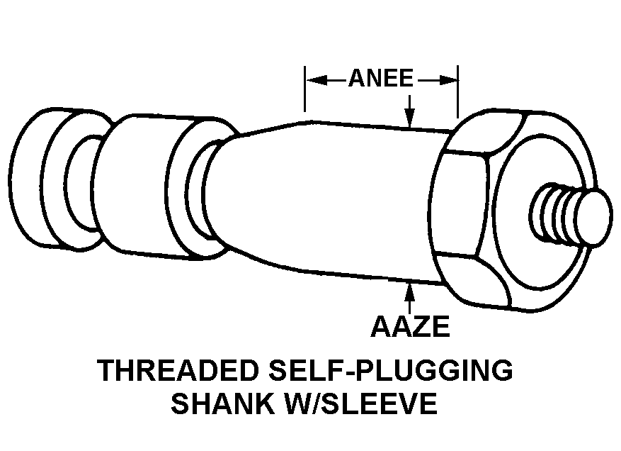 THREADED SELF-PLUGGING SHANK W/SLEEVE style nsn 5320-01-391-3597