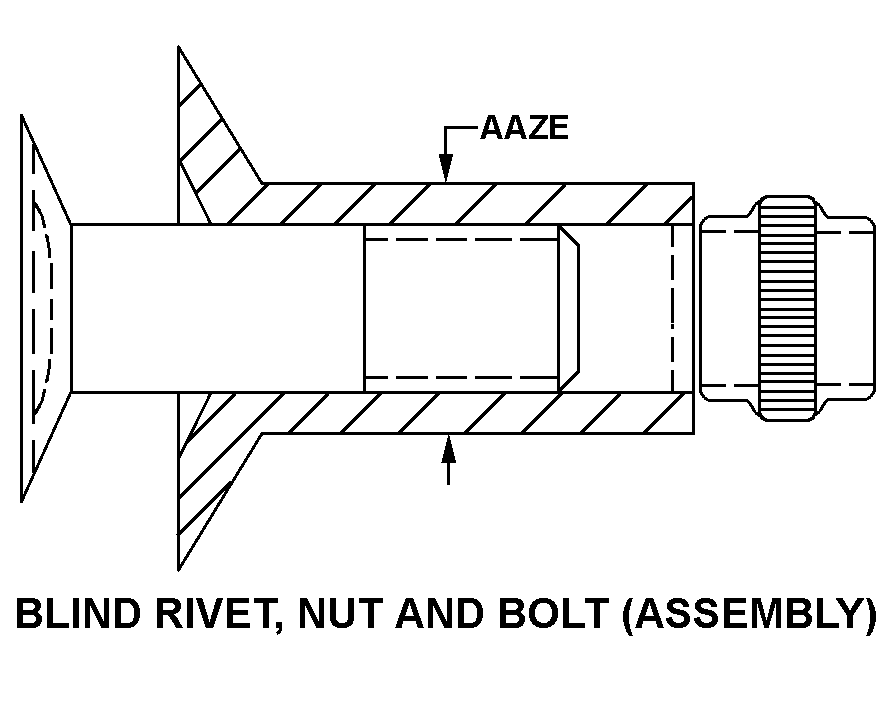 BLIND RIVET, NUT AND BOLT (ASSEMBLY) style nsn 5320-01-068-2376