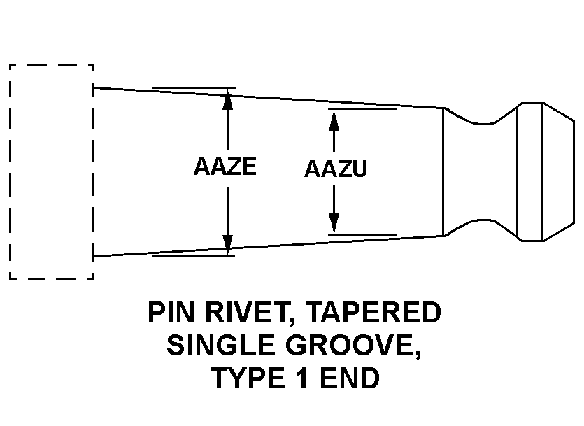 PIN RIVET, TAPERED SINGLE GROOVE, TYPE 1 END style nsn 5320-00-959-1780