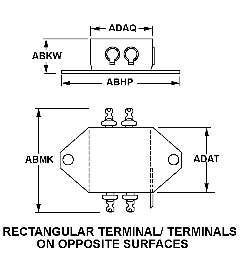 RECTANGULAR TERMINAL/TERMINALS ON OPPOSITE SURFACES style nsn 5915-01-608-4816