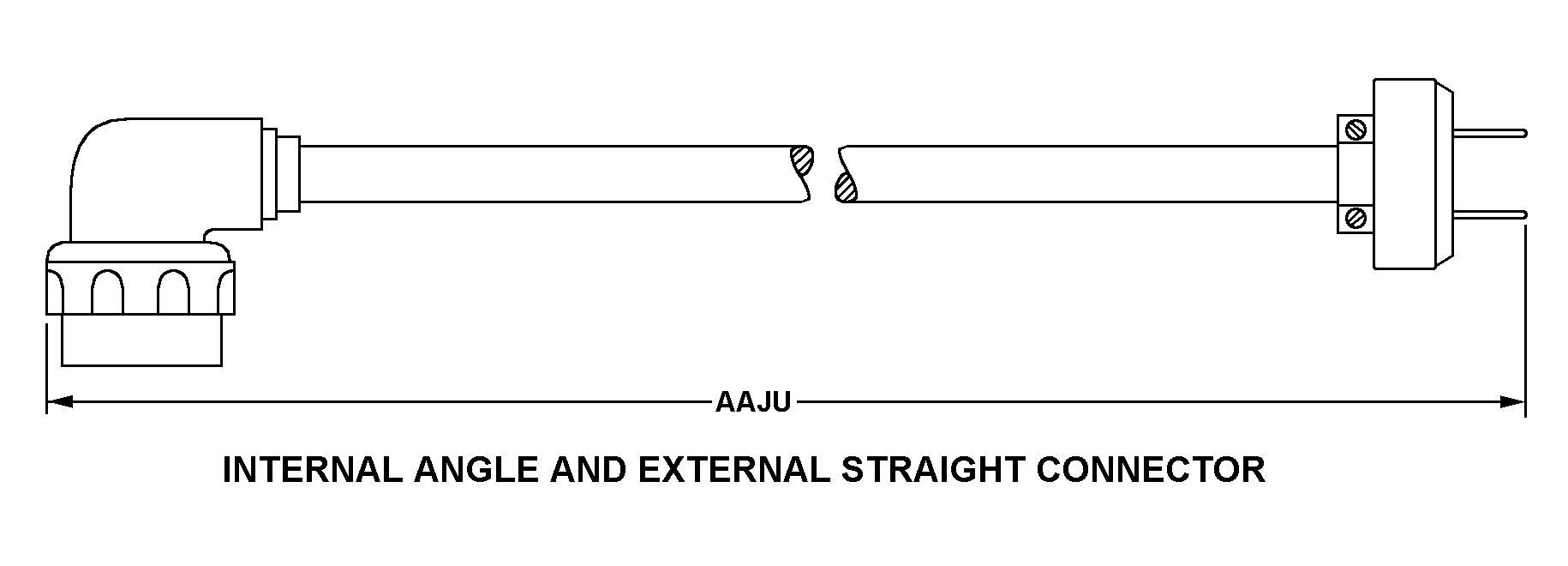 INTERNAL ANGLE AND EXTERNAL STRAIGHT CONNECTOR style nsn 5995-00-591-0832