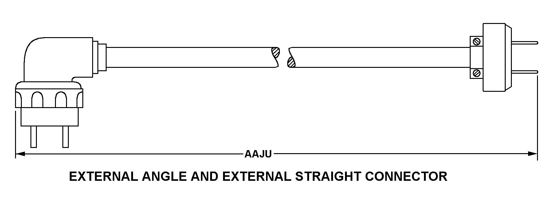 EXTERNAL ANGLE AND EXTERNAL STRAIGHT CONNECTOR style nsn 6150-01-415-5554