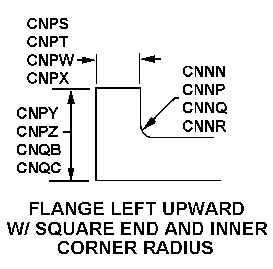 FLANGE LEFT UPWARD W/ SQUARE END AND INNER CORNER RADIUS style nsn 9540-01-329-4390