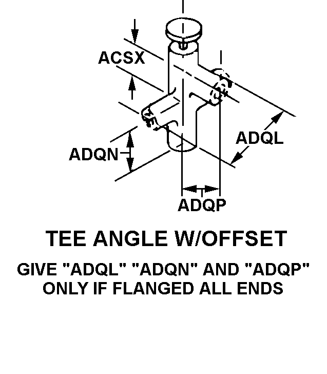 TEE ANGLE W/ OFFSET GIVE 