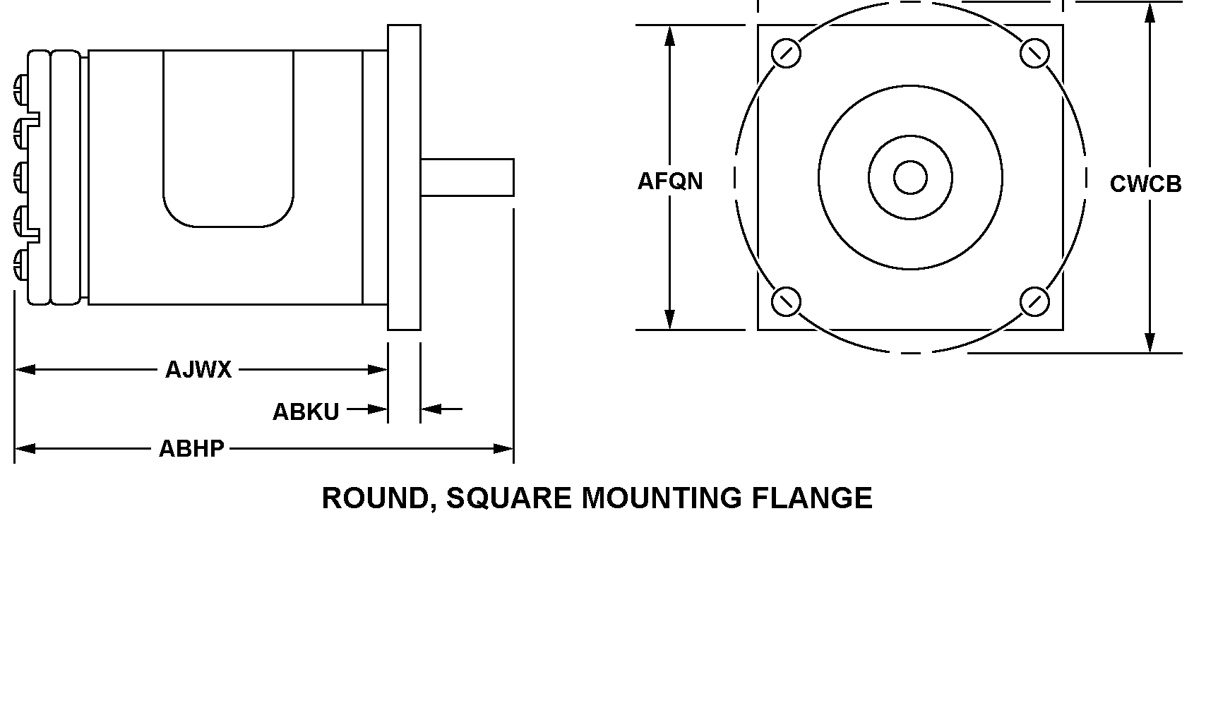 ROUND, SQUARE MOUNTING FLANGE style nsn 5990-01-027-1869