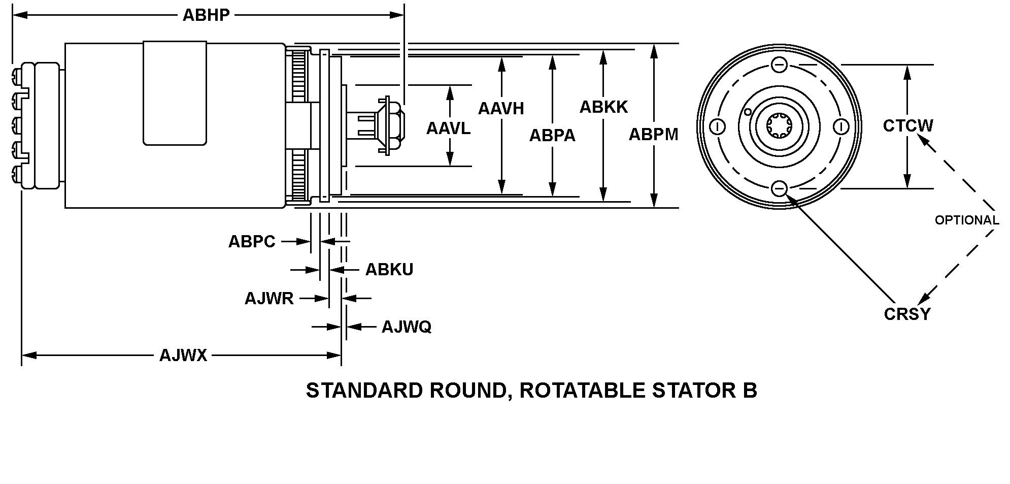 STANDARD ROUND, ROTATABLE STATOR B style nsn 5990-01-025-7465