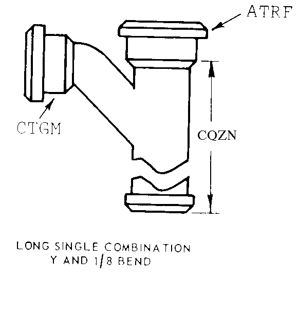 LONG SINGLE COMBINATION Y AND 1/8 BEND style nsn 4730-00-541-3267