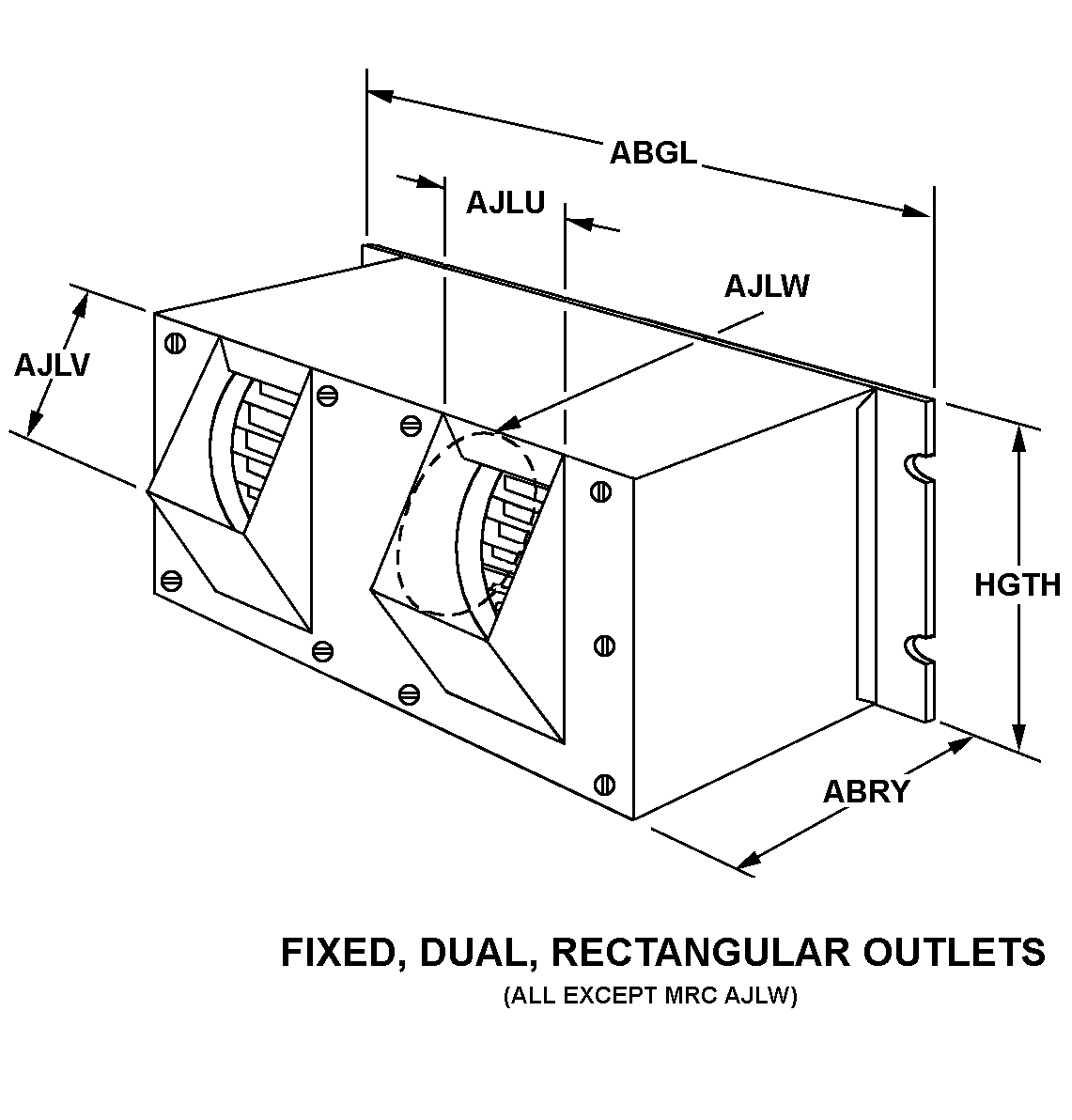 FIXED, DUAL, RECTANGULAR OUTLETS style nsn 4140-01-108-8987
