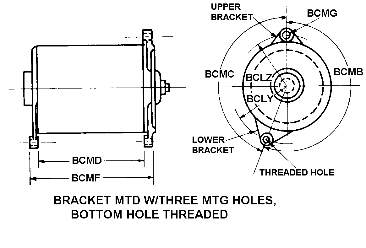 BRACKET MTD W/THREE MTG HOLES, BOTTOM HOLE THREADED style nsn 2920-01-541-1338