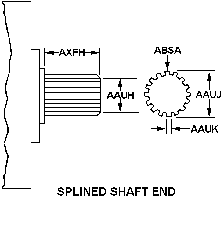 SPLINED SHAFT END style nsn 2925-00-179-7143