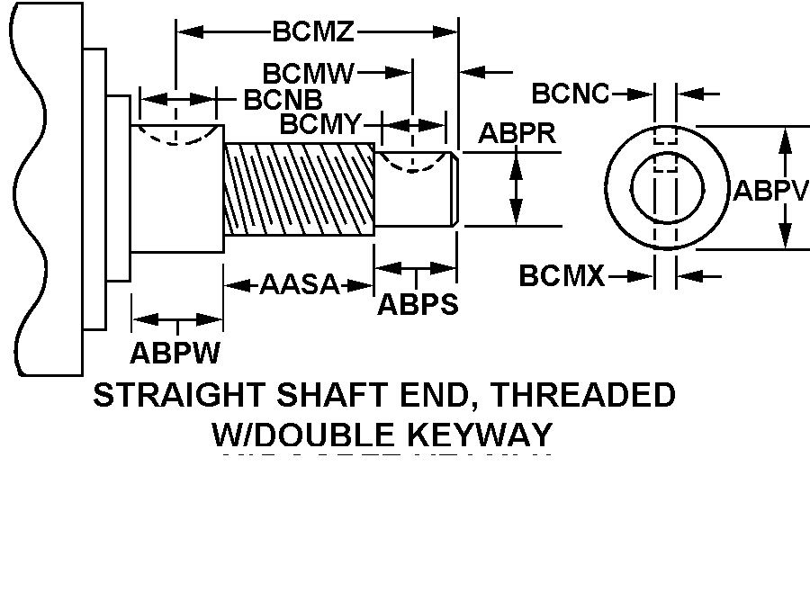 STRAIGHT SHAFT END, THREADED W/DOUBLE KEYWAY style nsn 2920-00-640-7889