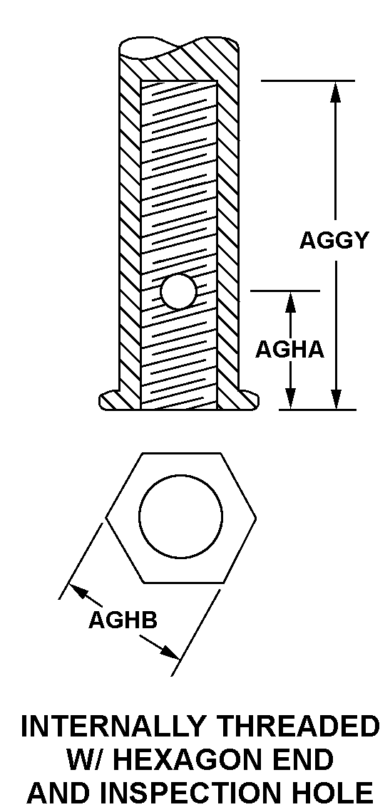 INTERNALLY THREADED W/HEXAGON END AND INSPECTION HOLE style nsn 3120-00-815-4311
