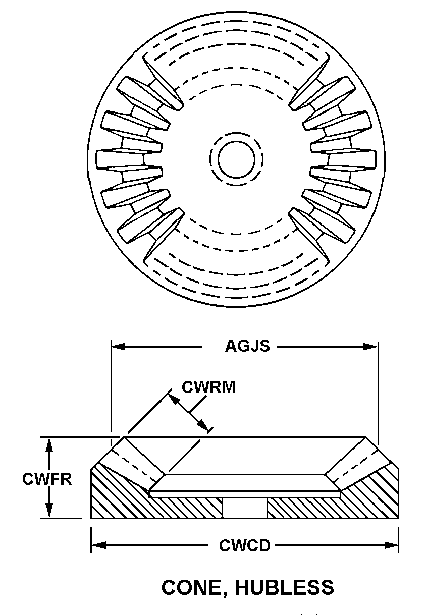 CONE, HUBLESS style nsn 3020-00-916-2113