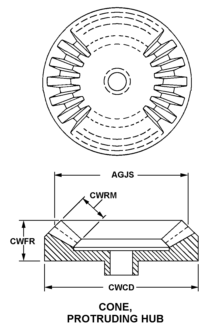 CONE, PROTRUDING HUB style nsn 3020-01-029-9262