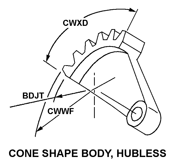 CONE SHAPE BODY, HUBLESS style nsn 3020-00-875-4337