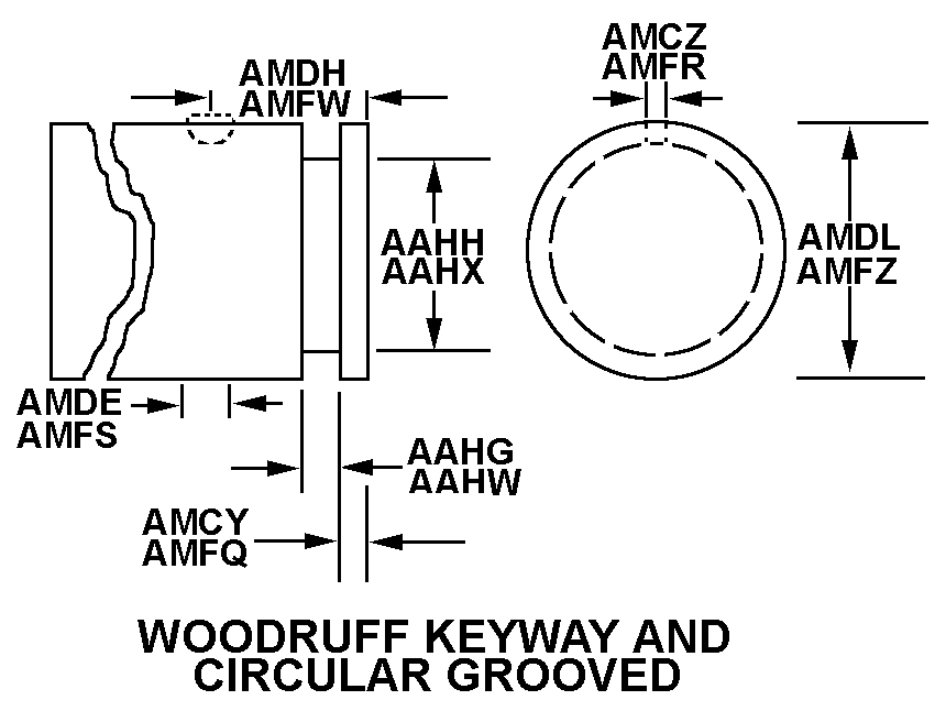 WOODRUFF KEYWAY AND CIRCULAR GROOVED style nsn 3040-01-103-8062