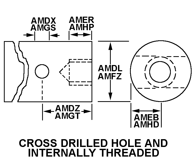 CROSS DRILLED HOLE AND INTERNALLY THREADED style nsn 3040-01-169-4911