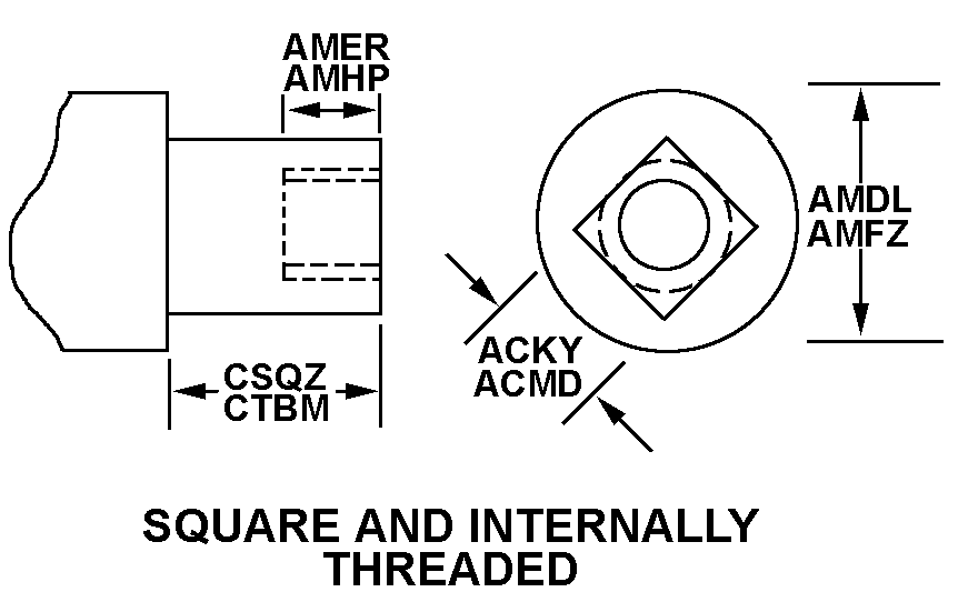 SQUARE AND INTERNALLY THREADED style nsn 2040-00-377-2253