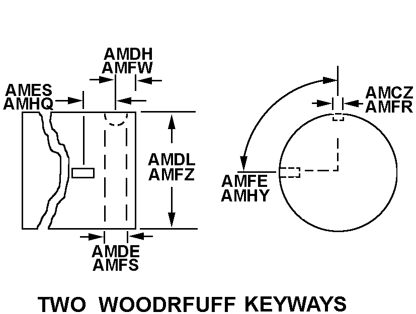 TWO WOODRUFF KEYWAYS style nsn 3040-00-678-0417